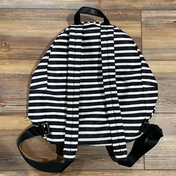 Kate Spade New York Watson Lane Hartley Nylon Backpack Black White Striped Gold - Picture 2 of 13